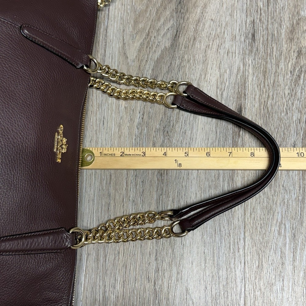 COACH Ava Chain Tote Oxblood Burgundy Leather Gold Hardware F22211 No Bag Charm - Picture 13 of 15
